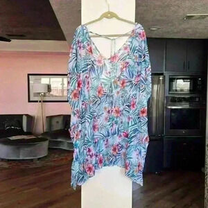 Time and Tru Women Tropical Rainforest Swimsuit Cover-up 3X